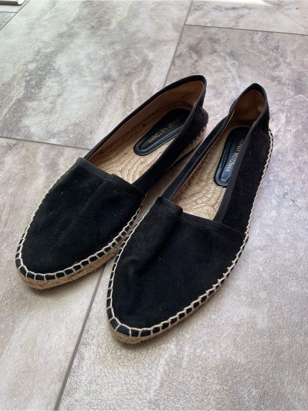 Stuart Weitzman Black Espadrille Flats